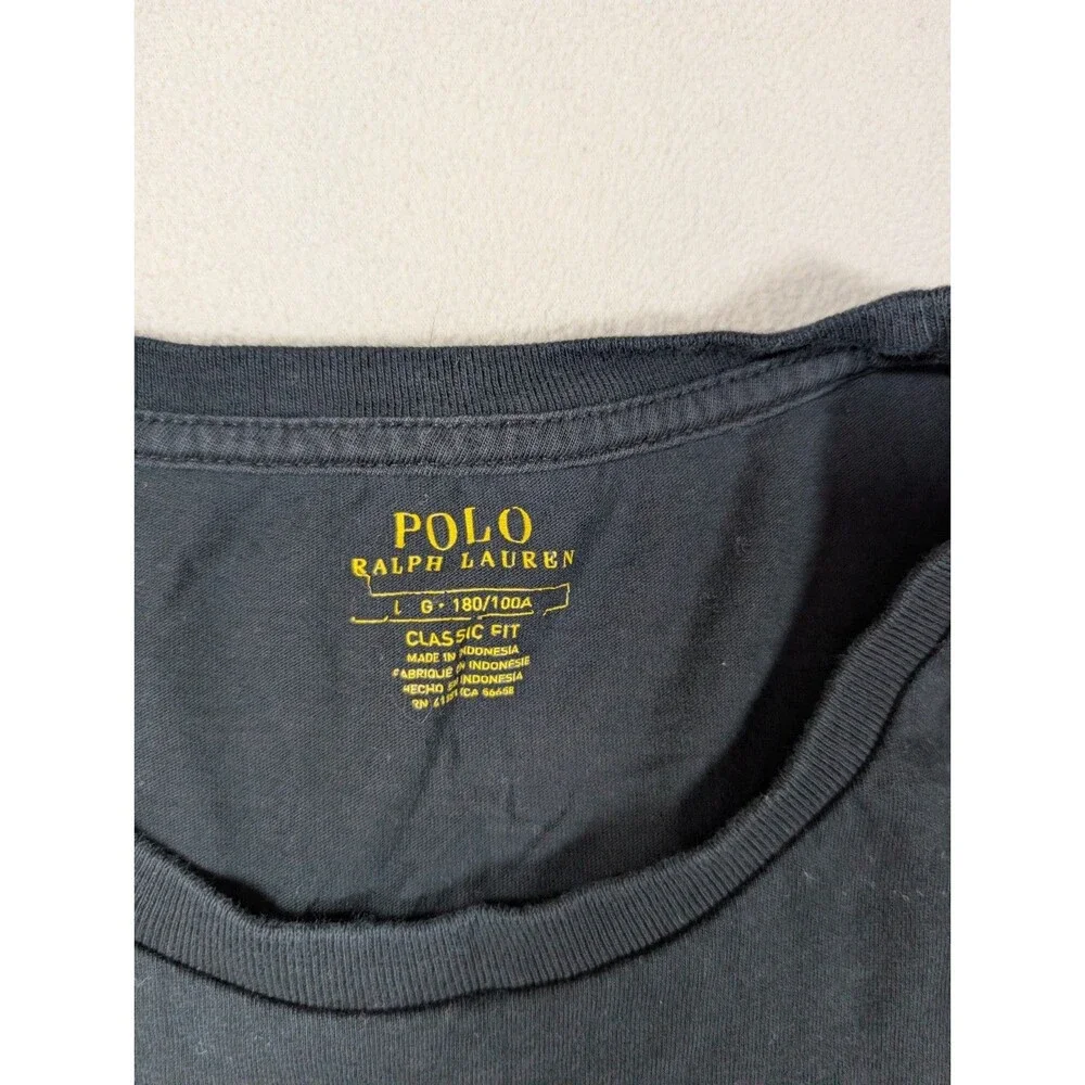 Polo Ralph Lauren Classic Fit Big Pony #3 Jersey Cotton Black T-Shirt Men's L